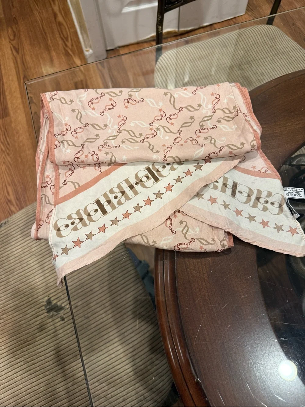 Cacharel- vintage Pink Patterned Scarf - Home Accents